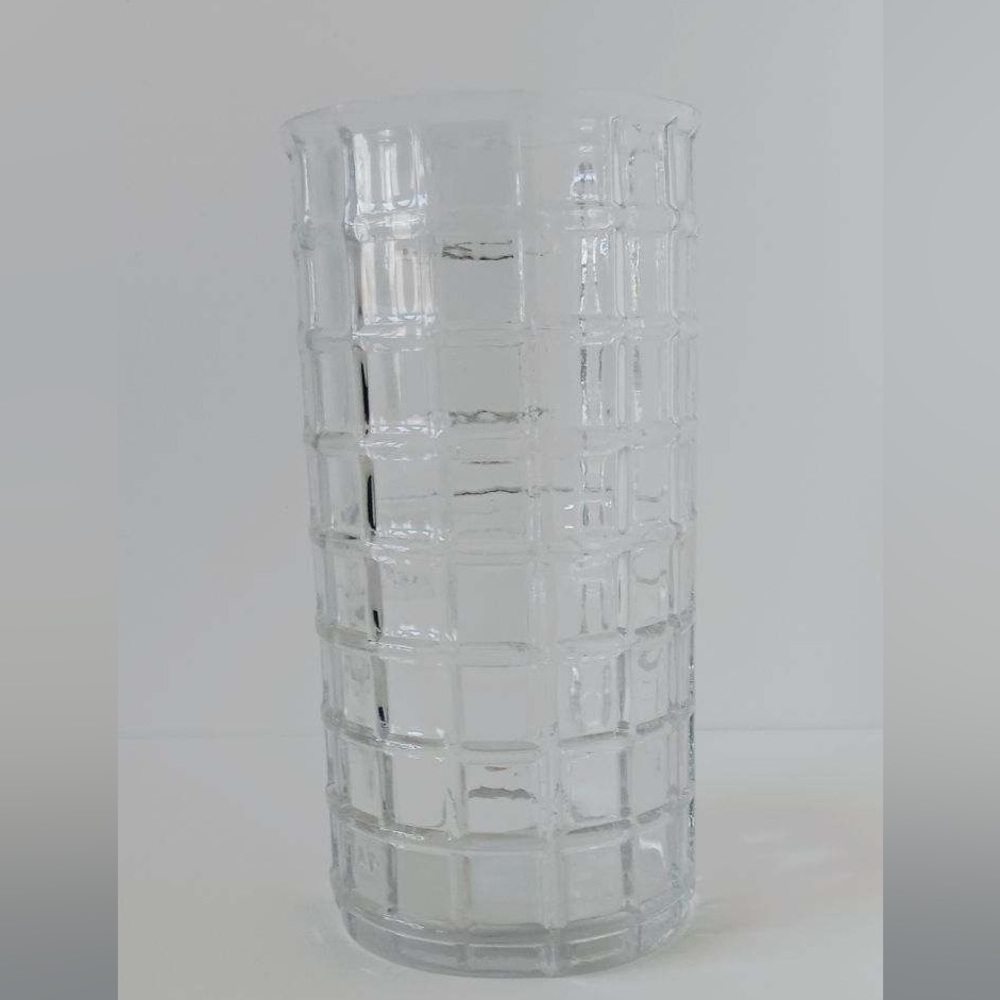 Midcentury Cube Stacked Cylinder Crystal Vase